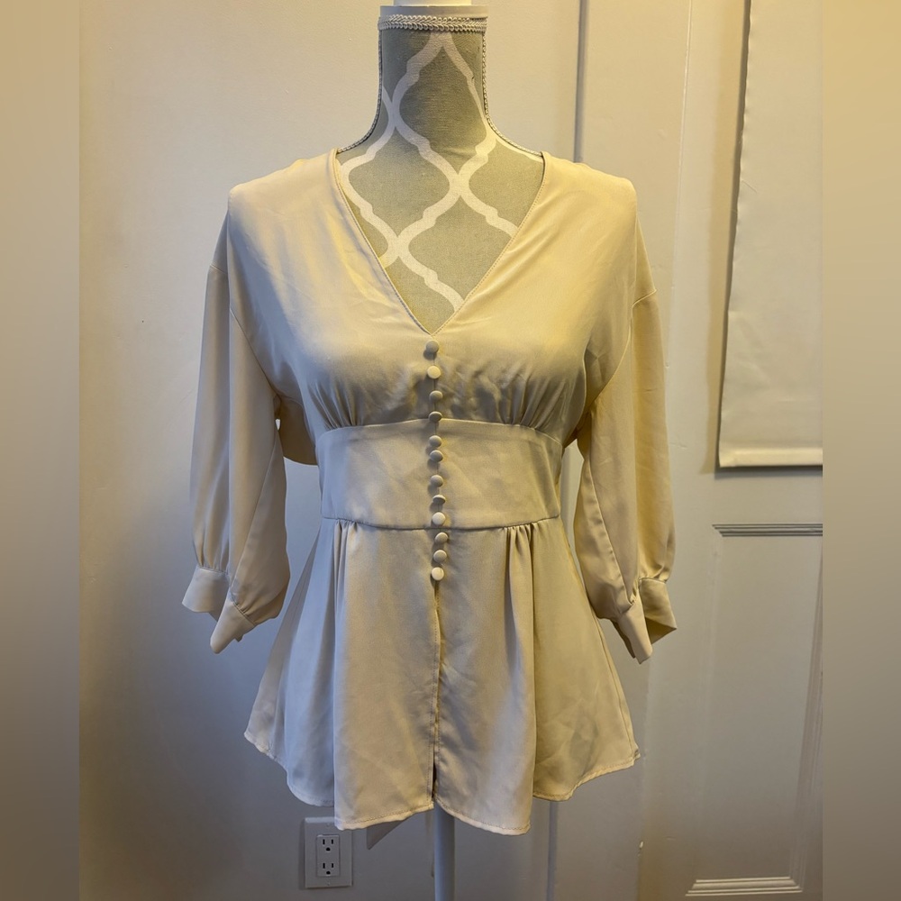 TopShop Sinched Cream Blouse